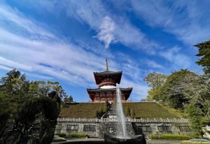 成田山新勝寺、平和大塔、成田公園、噴水前、写真、龍雲、水龍